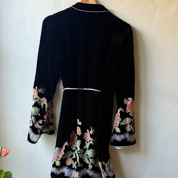 RIXO, Iris Floral-Print Devoré Silk-Velvet Wrap Mini Dress, Small - Picture 4 of 5